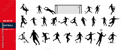 Soccer players, Football player kick ball, kick football, ball, Football kick set of icon