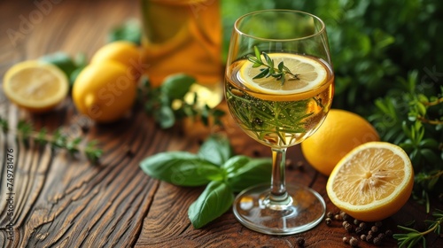 A Glass of Lemonade with Fresh Herbs, Fresh Lemons and Mint for a Refreshing Drink, Savor the Taste of Citrus in this Lemonade Recipe, Enjoy a Glass of Lemonade with Fresh Ingredients.