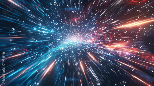宇宙と星空を行くスピード感をイメージしたアブストラクト背景素材 photo