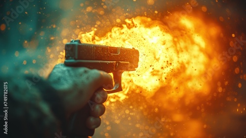 Gunfire in the Darkness, A Hand with a Gun, The Flash of a Gunshot, A Firearm in Action.