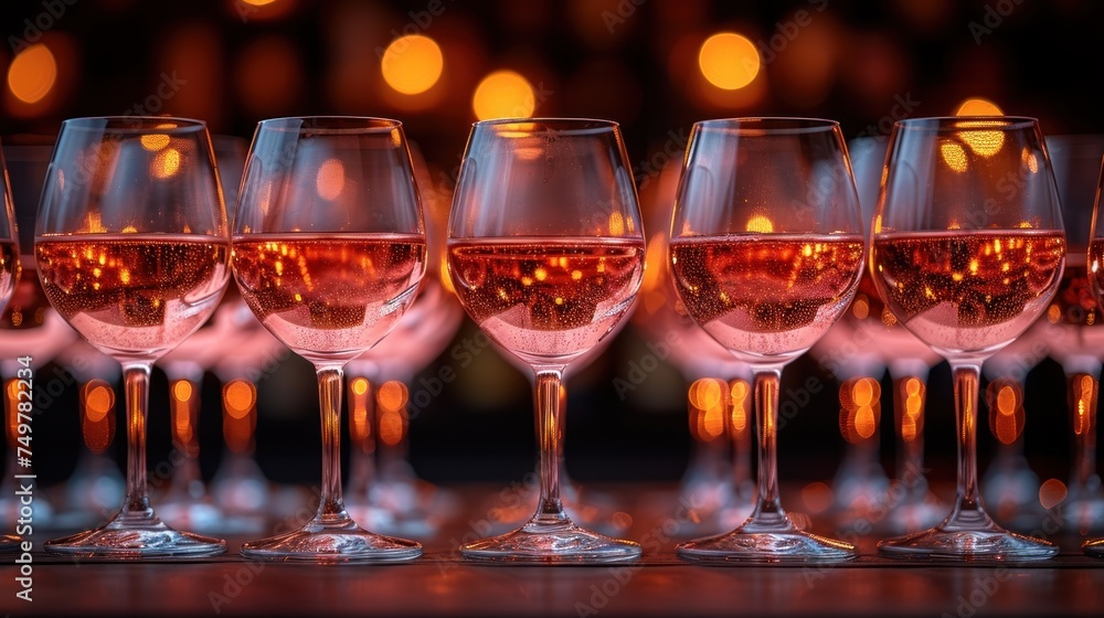 Wine Glasses, Glowing Wine Glasses, A Set of Wine Glasses, Red Wine Glasses.