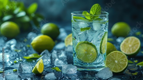 Freshly Squeezed Lemonade, Cool and Refreshing Citrus Drink, Lemonade with a Twist of Mint, A Glass of Flavorful Lemonade.