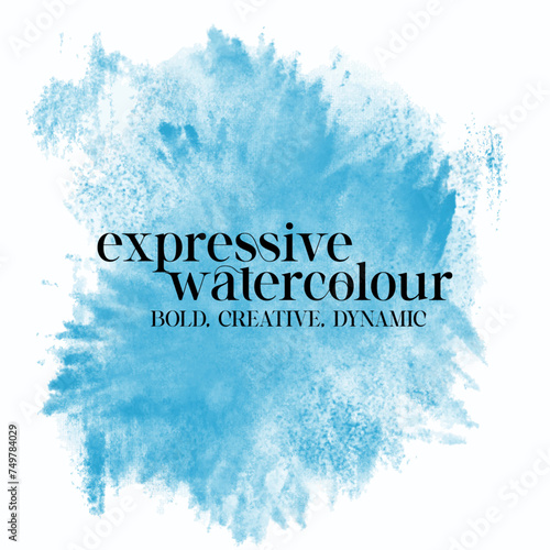 Expressive Watercolour Splash in Bold Blues Captures Artistic Dynamics