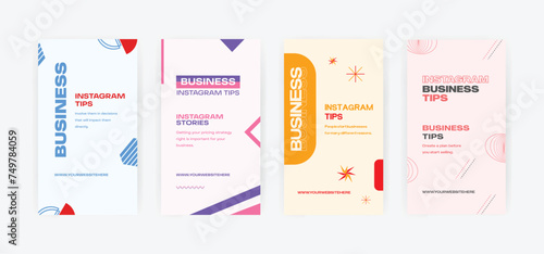 Set of business tips Instagram stories template. modern. trendy. Set of social media stories design for business. marketing. professional. EPS vector illustration.