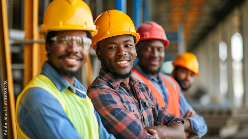 A group of happy construction workers A group of happy construction workers