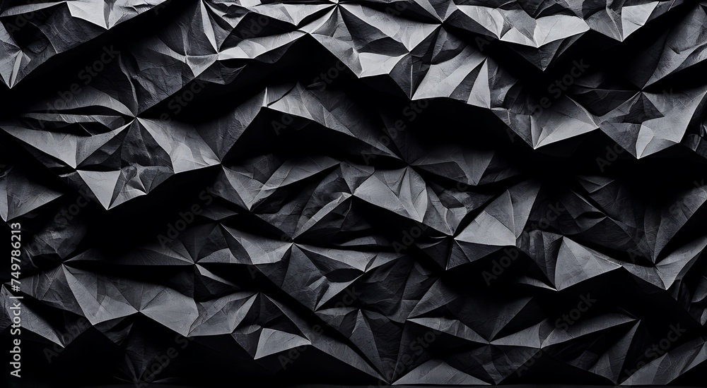 Abstract black folded paper background creating a geometric pattern of shadows. Abstract black folded paper background creating a geometric pattern of shadows.