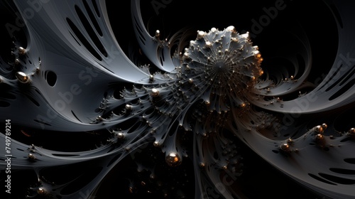 Freeform ferrofluids background in black colors. Beautiful chaos of swirling frequency  photo