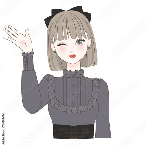 手をあげる女の子