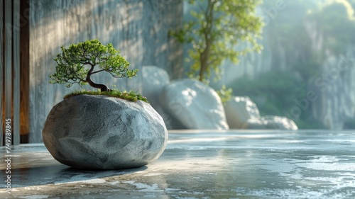 erene and mindful Health featuring a bonsai tree calming representation of meditation and relaxation. photo