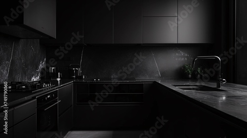 Contemporary style modern black kitchen