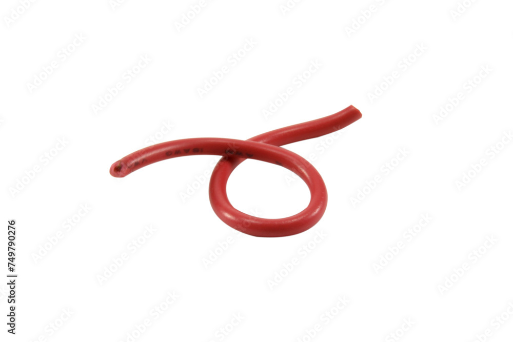 red wire cable of usb and adapter isolated on white background.Electronic Connector.Selection focus. red wire cable of usb and adapter isolated on white background.Electronic Connector.Selection focus.
