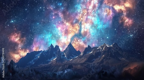 photo galaxy nature aesthetic background starry sky mountain remixed media  photo