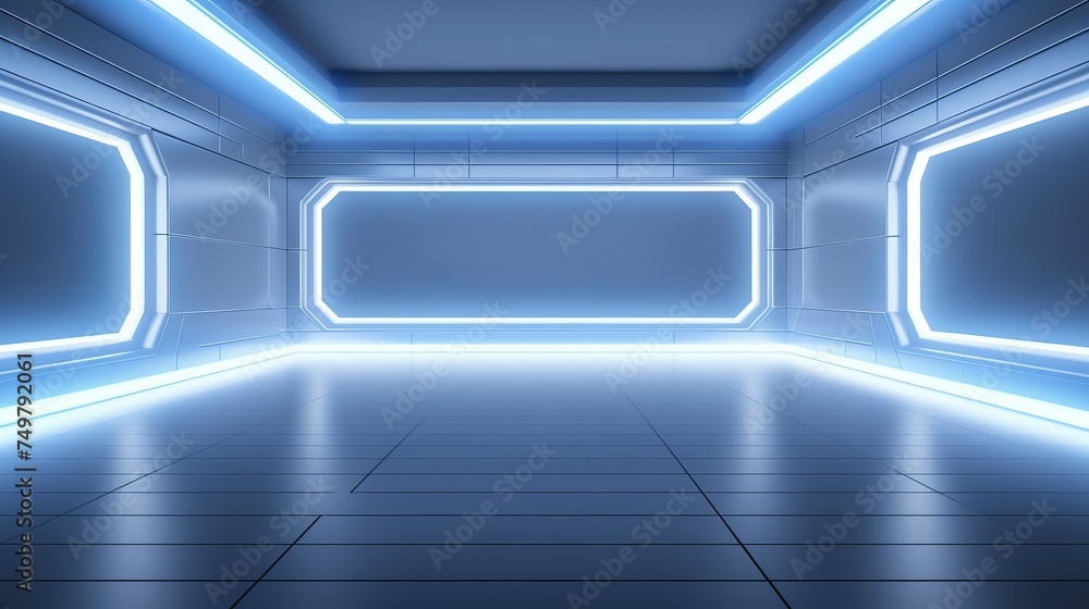 Abstract Futuristic Empty Floor and Room with Light. Modern Future Cement Floor and Wall Background. 3D Render. Abstract Futuristic Empty Floor and Room with Light. Modern Future Cement Floor and Wall Background. 3D Render.