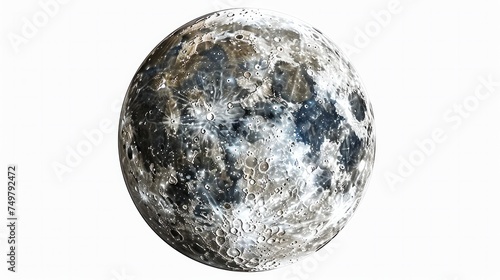 vector grey full moon illustration on white background 