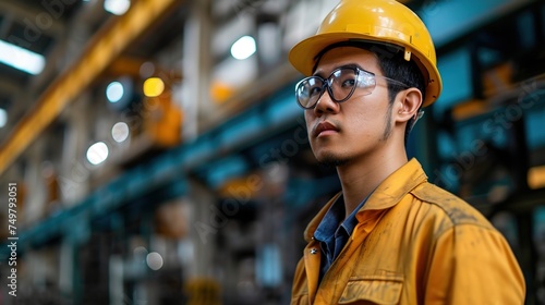 An Asian man working as an engineer or in industrial maintenance. © KKC Studio