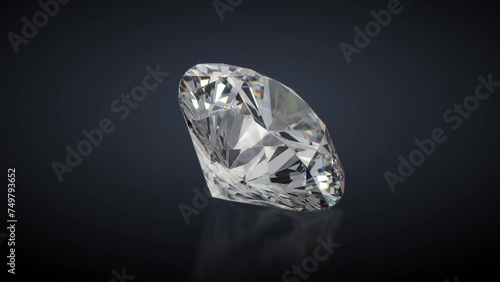 Diamond 360 degree animation. Seamless loop rotation on black. 3D rendering