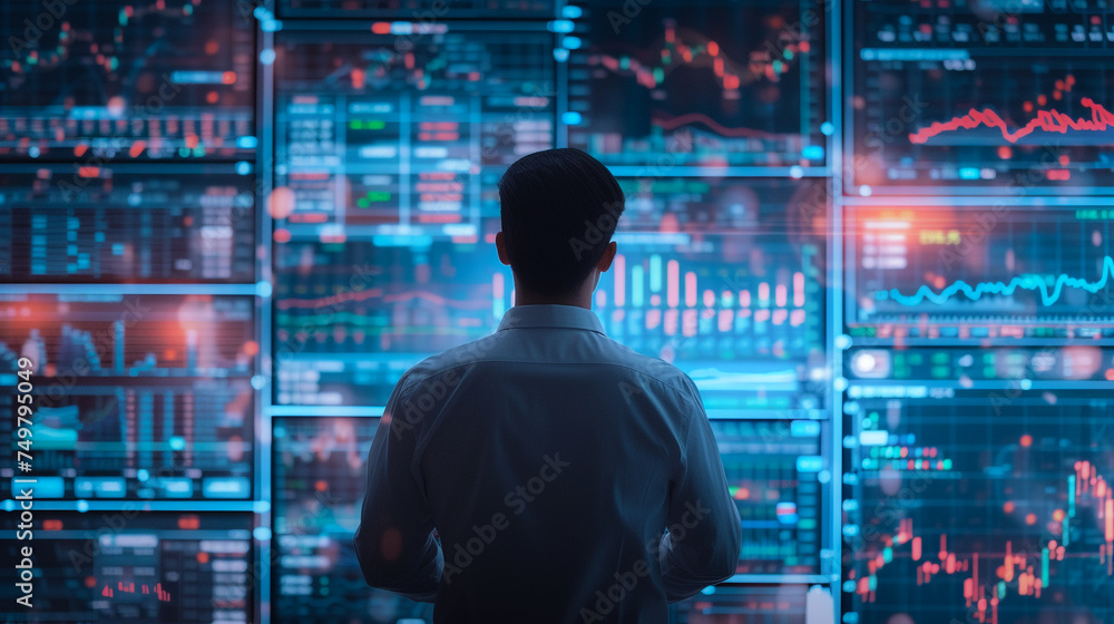 Businessman trader with Stock Market Graph Investment data. Businessman trader with Stock Market Graph Investment data.