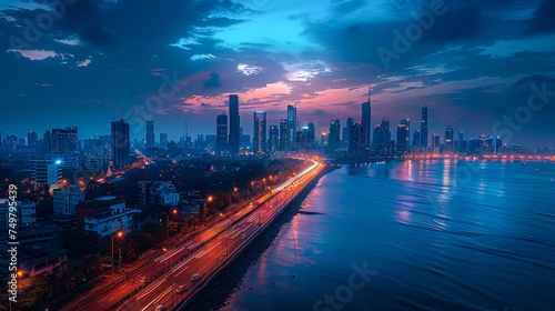 Mumbai�s Luminous Lifeline: The Bandra Worli Sea Link at Night