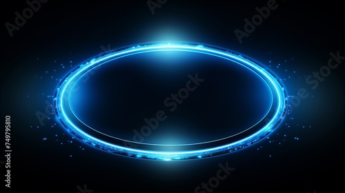 Blue Light Effects on Round Placeholder for Text on Dark Background. Vector Available.