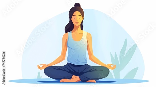 women's meditation, yoga illustration, female yoga