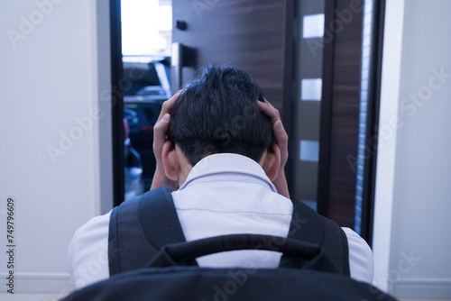 Children depressed because they cannot go to school Faceless image of social problems such as truancy