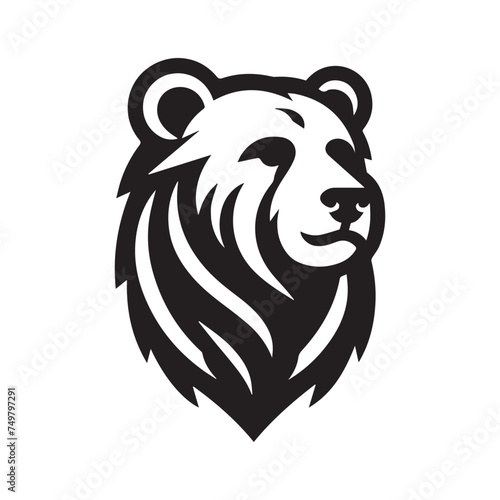bear head vector illustration black and white logo design