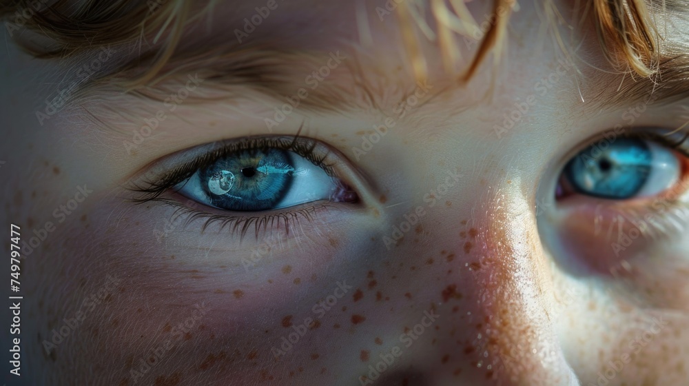 Close up of a child's eyes with freckles. Suitable for children's health or beauty concept Close up of a child's eyes with freckles. Suitable for children's health or beauty concept