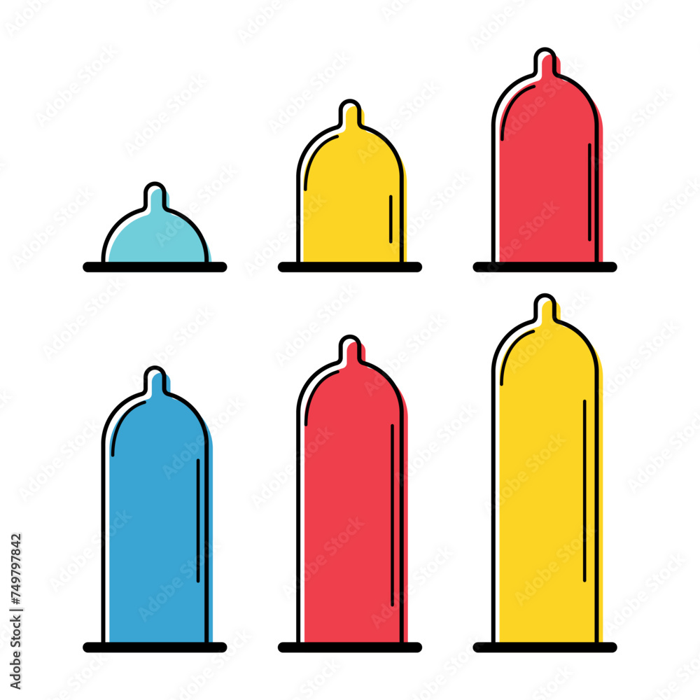 Set of Condom icon, health protection rubber symbol, preventation web sign design vector illustration Set of Condom icon, health protection rubber symbol, preventation web sign design vector illustration