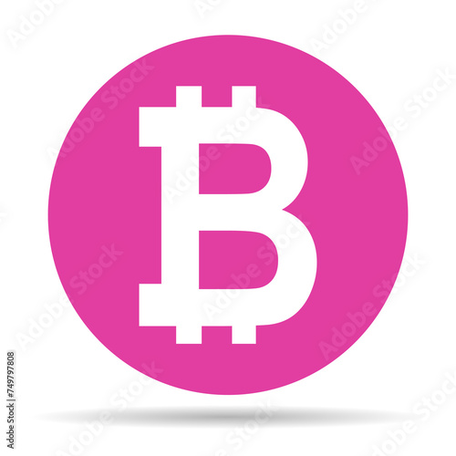 Bitcoin web coin shadow, internet electronic crypto design symbol, digital pay vector illustration