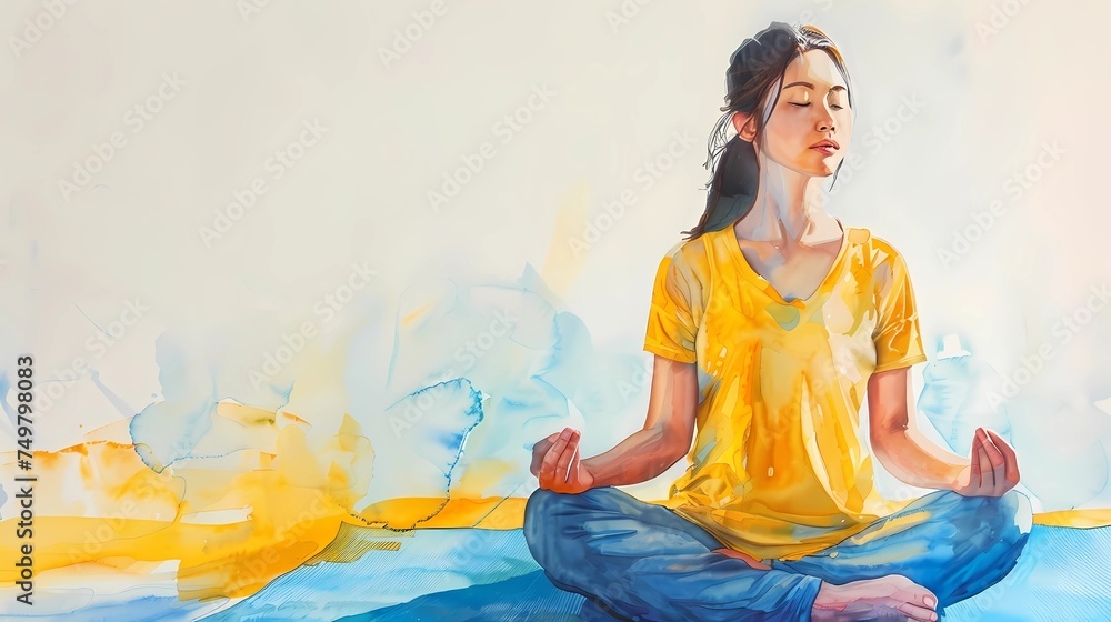 women's meditation, yoga illustration, female yoga