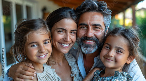 Joyful Homestead: Portrait of a Smiling Family of Four
