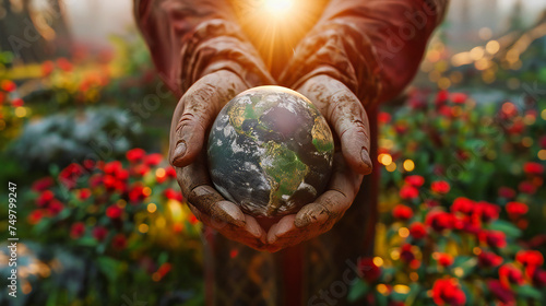 Conceptual Image of a Hand Holding a Globe, Signifying Global Responsibility