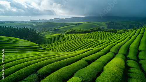 Aerial view of the tea plantation.