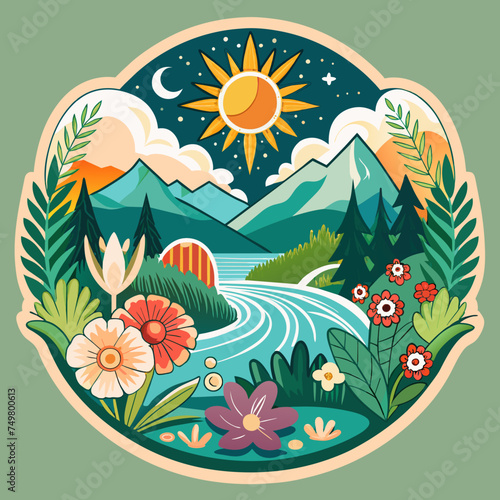 Nature s Beauty Design a sticker featuring intricate floral patterns or serene landscapes  celebrating the allure of the natural world