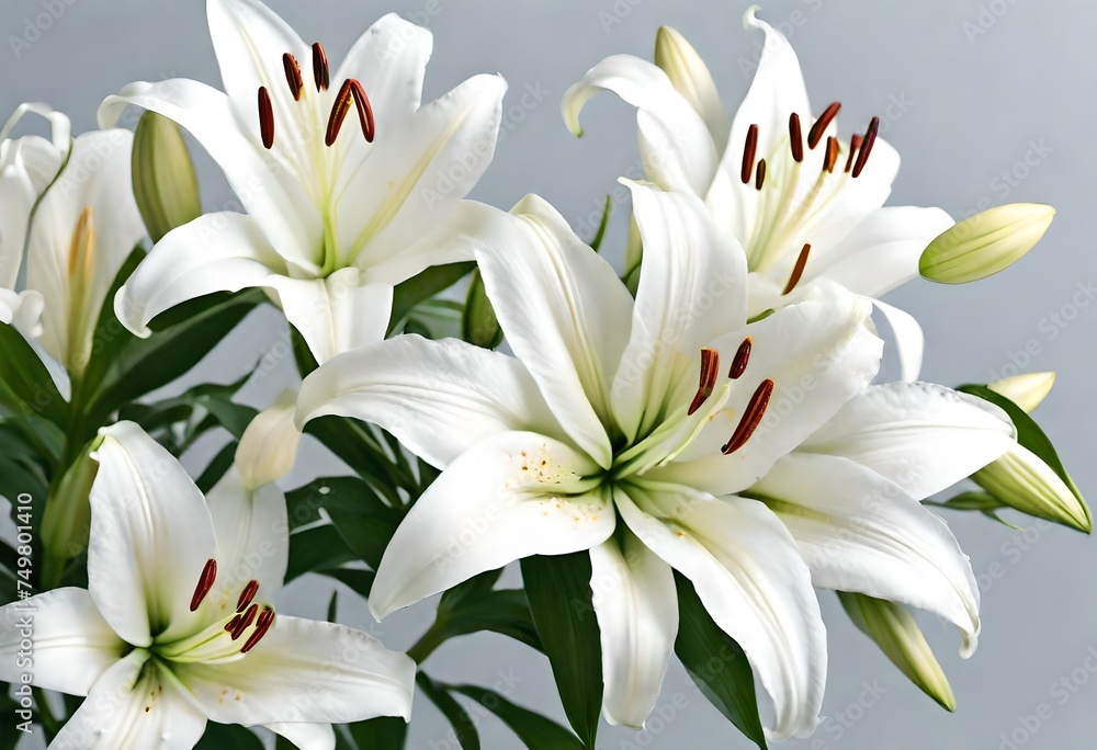 bouquet of white lilies isolated