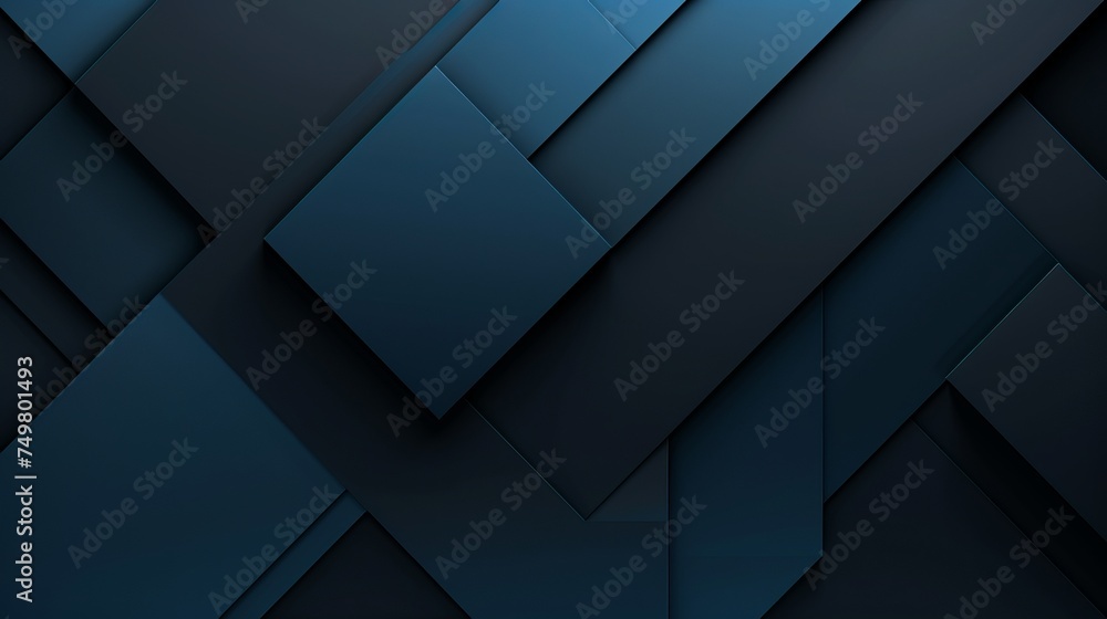 Modern Abstract Background in Black and Blue - Geometric Shapes - Squares, Triangles, Lines - Matte Finish - Ideal for Design Templates - obrazy, fototapety, plakaty 