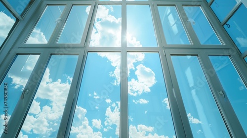 A beautiful view of the sky through a large window. Suitable for interior design projects