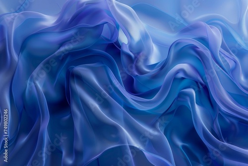 Abstract blue and purple fabric folds creating a sense of softness and fluid elegance.