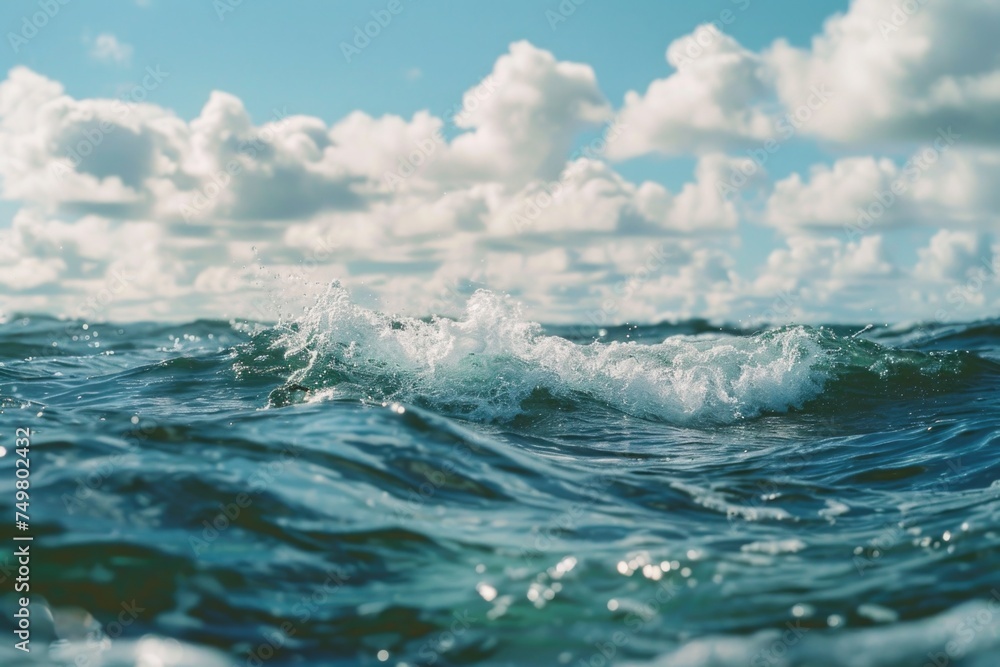 Obraz premium A serene view of water with clouds in the background, perfect for nature-themed designs