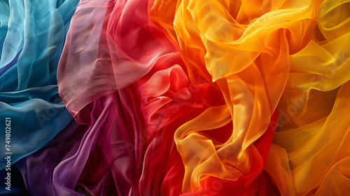 Floating fabric in different colours background