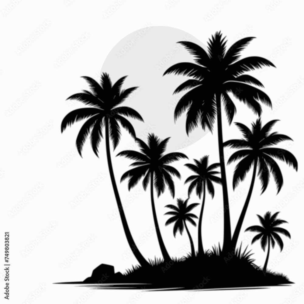 Naklejka premium silhouette of coconut trees