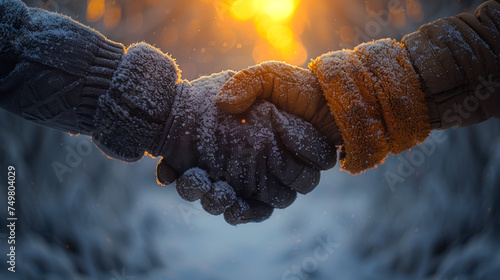 Winter Alliance: A Handshake Amidst the Snow