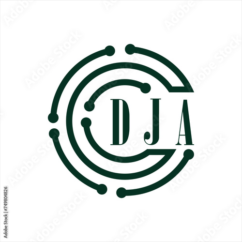 DJA letter design. DJA letter technology logo design on white background. DJA Monogram logo design for entrepreneur and business. photo