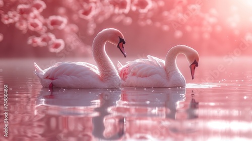 two swans on the lake © Tejay