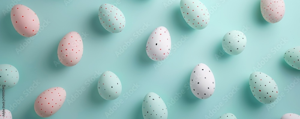 colorful easter eggs on a turquoise background colorful easter eggs on a turquoise background