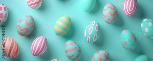 colorful easter eggs on a turquoise background