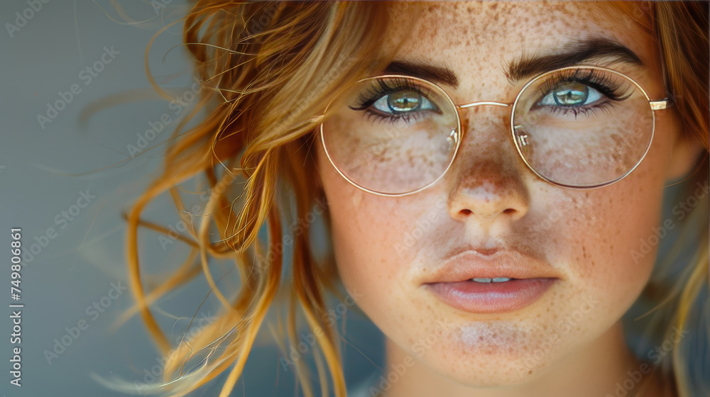 Authentic Beauty: Portrait of a Young Woman with Freckles Authentic Beauty: Portrait of a Young Woman with Freckles