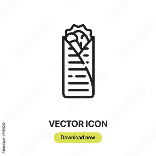 Shawarma icon vector. Linear-style sign for mobile concept and web design. Shawarma symbol illustration. Pixel vector graphics - Vector.	
