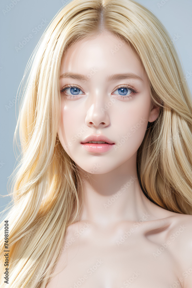 Fototapeta premium Gorgeous Young Female Model - Fashion or Cosmetics Model - Beauty with Perfect Fine Features - Beautiful Smooth Hair