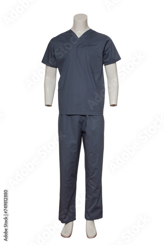 Healthcare worker outfit on mannequin on isolated white background